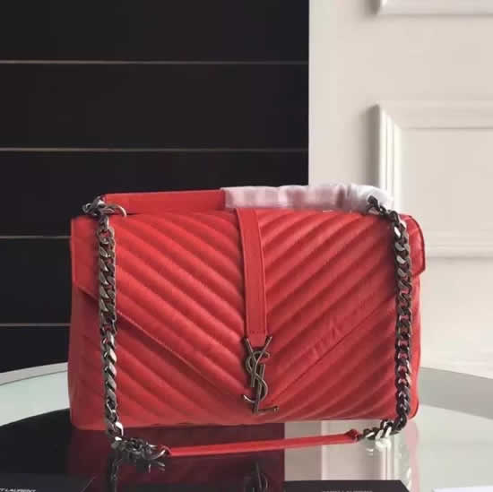 Replica Saint Laurent Large Monogram College Bag in Red Goatskin